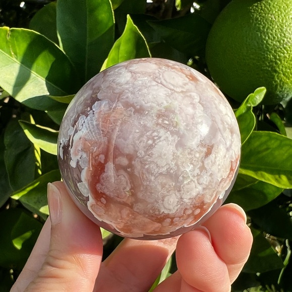 Flower Agate Sphere With Banding - Picture 10 of 10